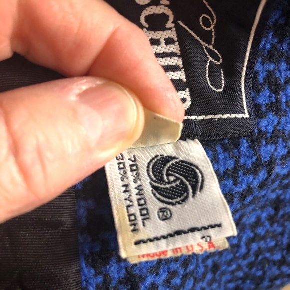 Vintage 1960s Rothschild Wool Women's Coat royal blue/black checkered USA made - Picture 11 of 14